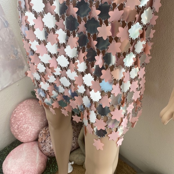 Paco Rabanne silver and pink star dress small - Picture 9 of 9
